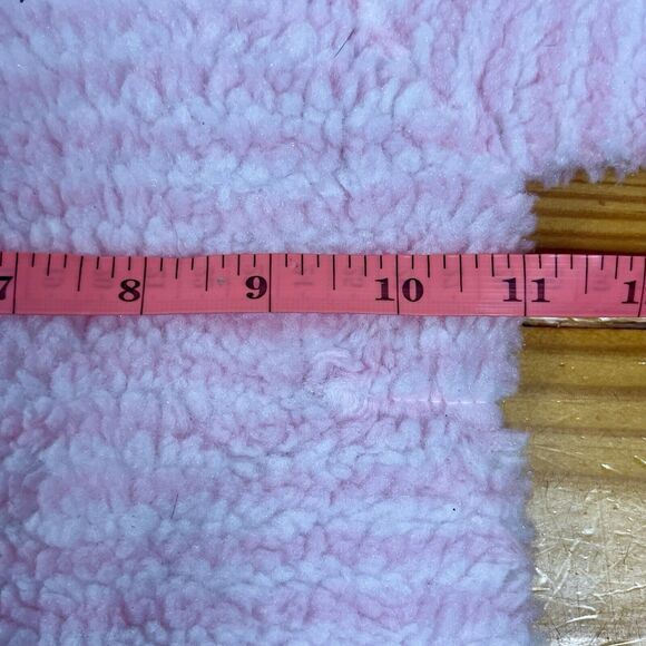 Vtg 80s Girl 0-6 Mth 1 piece Bunting Pram Fleece Suit Hood Zip Stripes Cuff USA - Picture 14 of 16